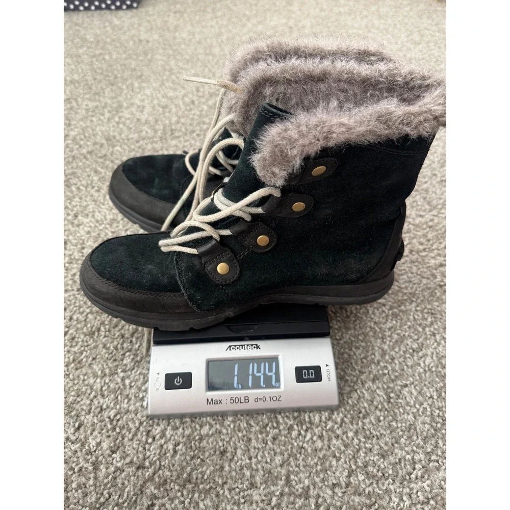 Sorel Womens 9.5 Explorer II Joan Faux Fur Lined Waterproof Suede Boots‎ Black